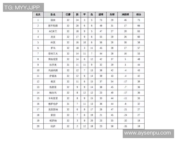 意甲最新积分榜分析及各队战绩回顾，争冠形势愈加明朗